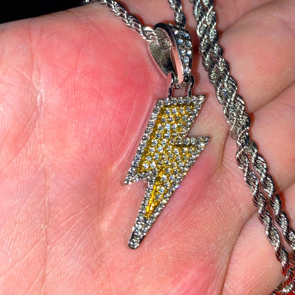 Lighting bolt pendant w Free Chain & Shipping - Picture 3 of 8